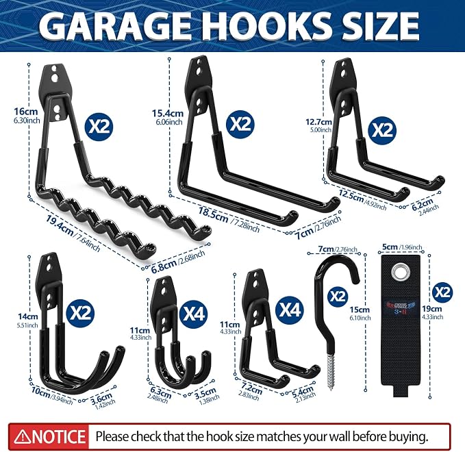 3-H Garage Wall Hooks 20 Pack, Garage Hooks Heavy Duty - Image 3