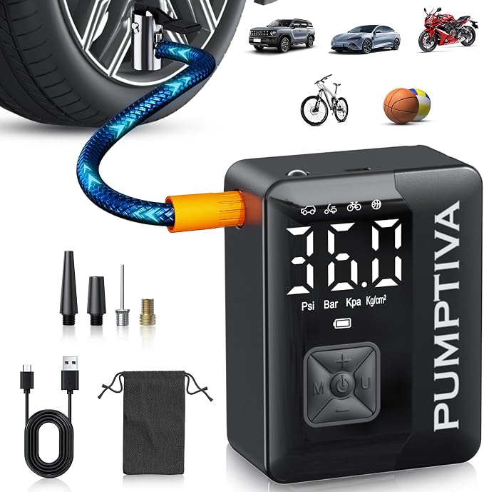 Tire Inflator Portable Air Compressor, 150 PSI Portable Electric Bike Pump Auto by Unknown