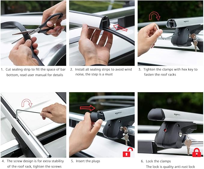 Amazon Basics Cross Rail Roof Rack, 52 inches, Fits up to 46" Spans between - Image 4