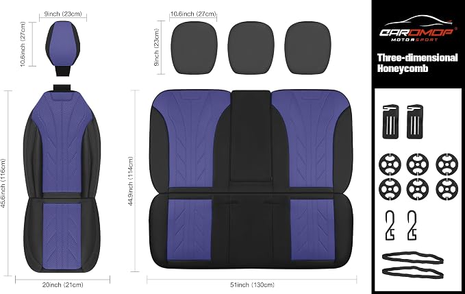 CAROMOP Luxury Faux Leather&Fabric Car Seat Covers 2 Front Seats - Image 8