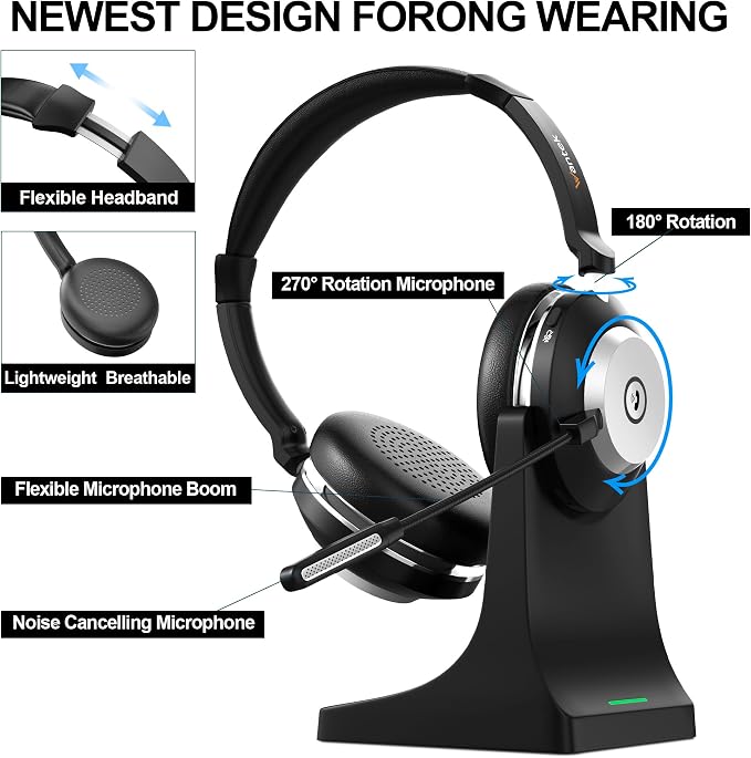 Wantek Wireless Headset with Mic - Image 3