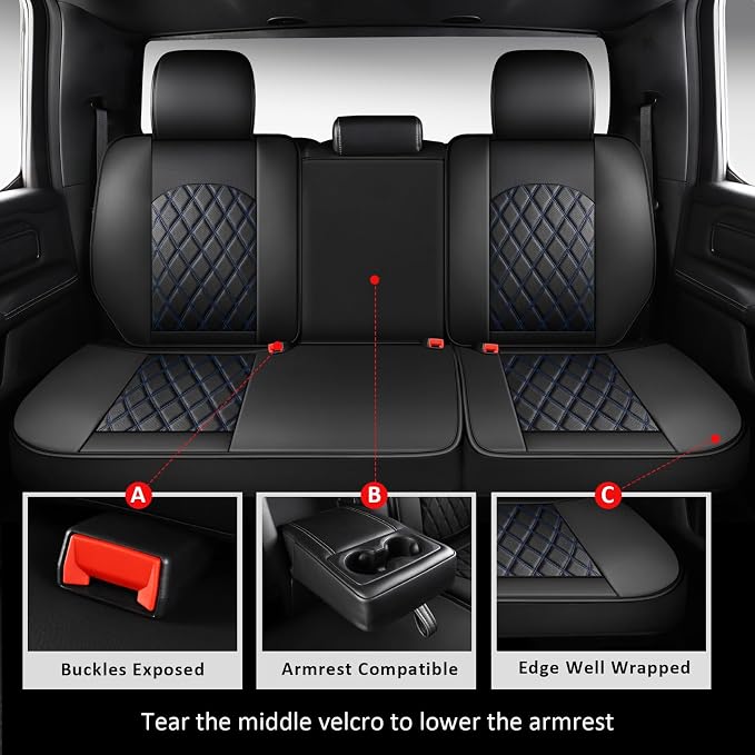 MIROZO Dodge Ram Seat Covers, Waterproof Truck Seat Covers Fits - Image 3