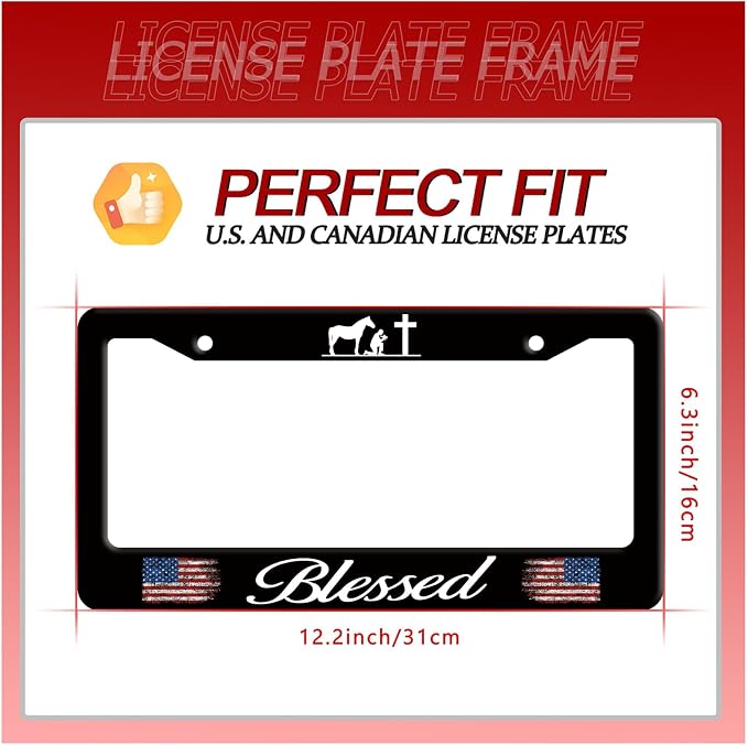 Blessed American Flag License Plate Frame Cross Pray - Image 7