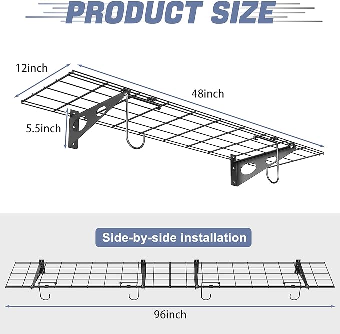 WALMANN 2 Pack Garage Wall Shelves, 1 x 4 ft/12 * 48 inch Wall Mounted Storage - Image 4