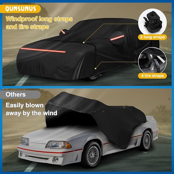 QUNSUNUS Waterproof Car Cover for Ford Mustang 1979-1993, Outdoor Car Covers - Image 4