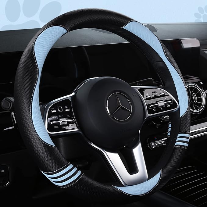 Car Steering Wheel Covers for Women Padded Carbon Fiber PU Leather Cute Auto - Image 2
