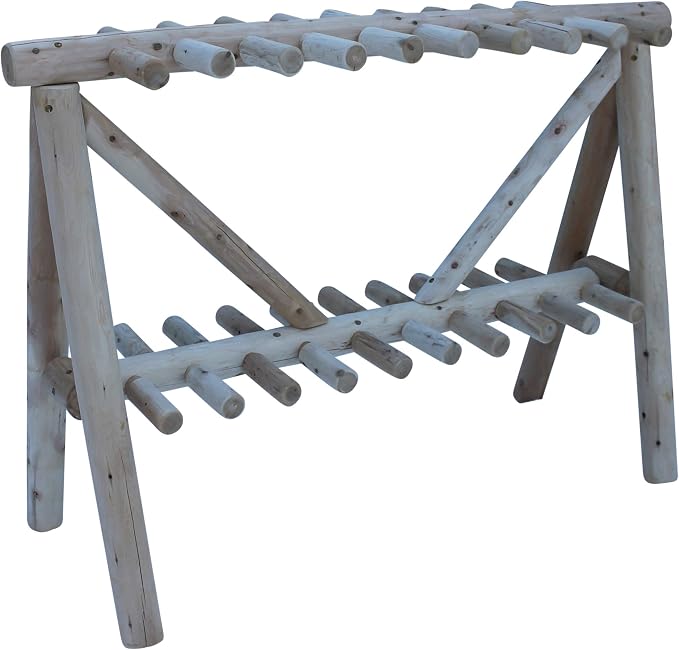 21-Place Freestanding Log Ski Rack Holder, Indoor & Outdoor Snowboard Racks - Image 9