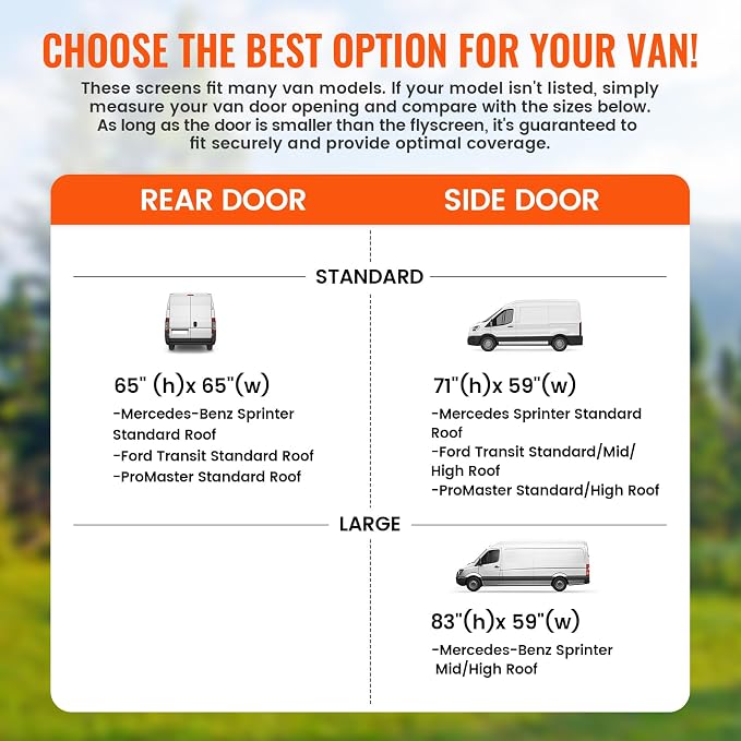83''H x 59''W Van Bug Screen Side Door Sliding Door Window Covers - Image 2