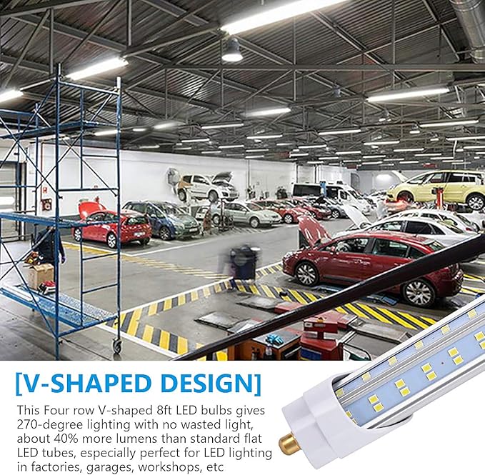 T8 T10 T12 8FT LED Light Bulbs, Single Pin Fa8 Base, 8 Foot LED Fluorescent - Image 6