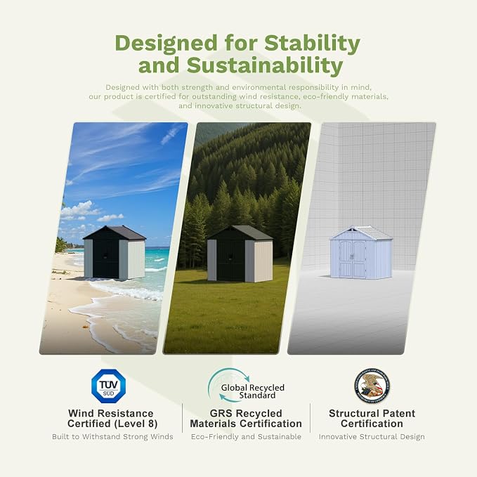 Patiowell 8 x 6 FT Plastic Outdoor Storage Shed - Image 8