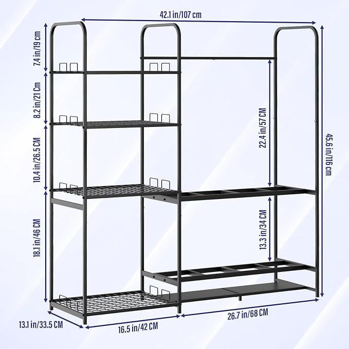 Ski Rack for Garage Freestanding Ski Storage Rack Metal Ski Holders - Image 3