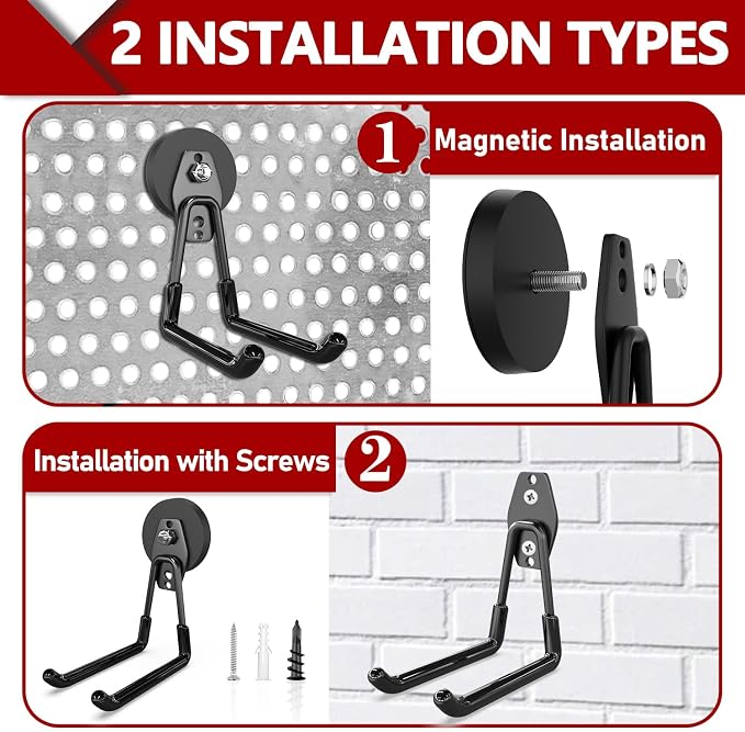 3-H Heavy Duty Magnet Garage Hooks 4 Pack, Extra Large Strong Magnetic Hooks - Image 2
