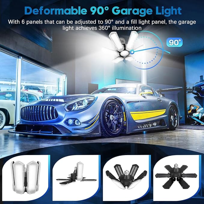 TANBABY 2 Pack LED Garage Lights, 150W Deformable Best Ceiling Shop Lights - Image 3