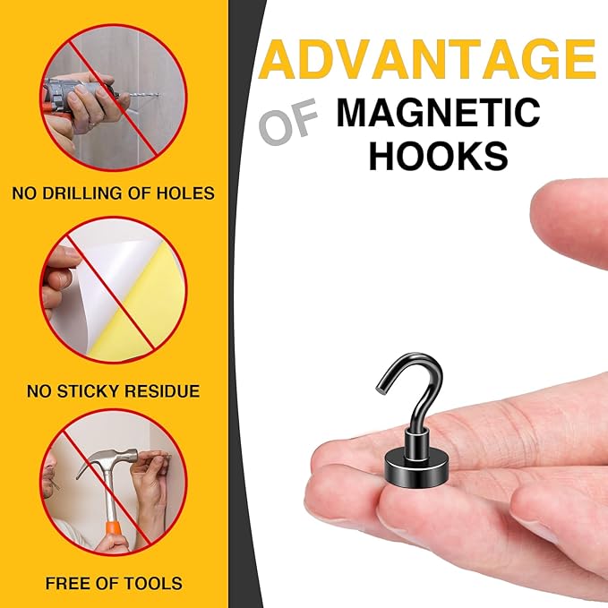 DIYMAG Magnetic Hooks for Refrigerator, Extra Strong Cruise Hook, Heavy Duty - Image 3