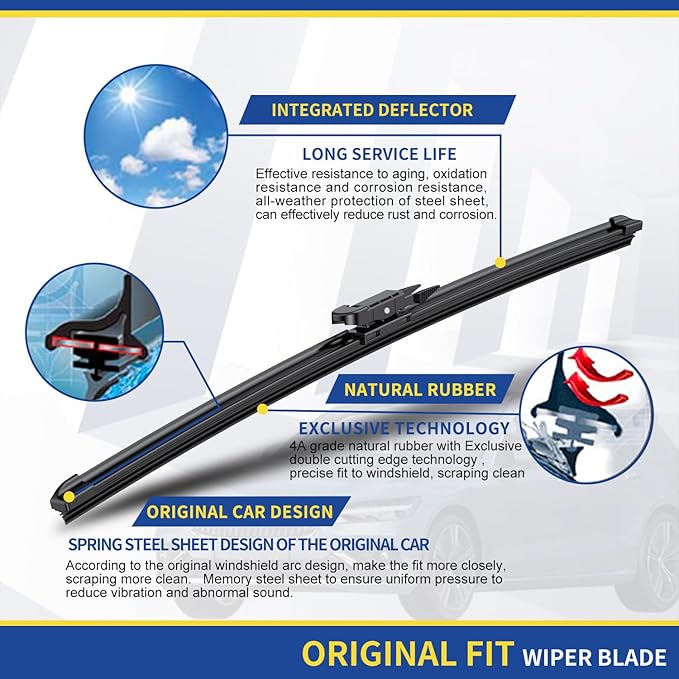 3 wipers Replacement for Chevrolet Traverse 2012-2017, Windshield Wiper Blades - Image 4