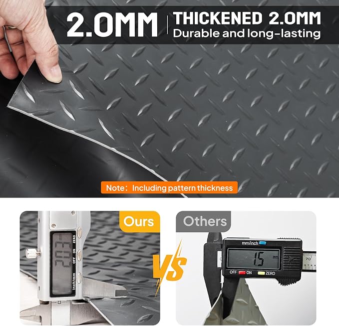 TUFFIOM 4x8 FT Garage Floor Mat, Thickened Diamond Plate PVC Garage Mats - Image 7