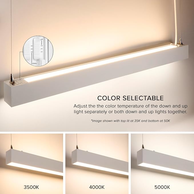 Maxxima 4 ft. LED Linear Light, Up and Down Adjustable Light Output, 3 CCT - Image 6