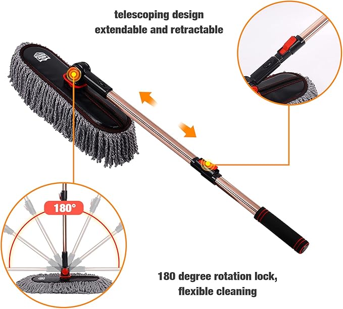 Car Duster Set, Car Duster Exterior Extendable Handle, Scratch Remover Large - Image 4