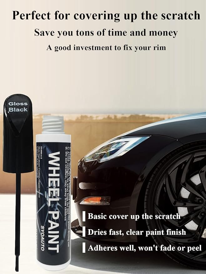 SYOAUTO Gloss Black Rim Touch Up Paint, Car Wheel Scratch Repair Touch Up Paint - Image 7