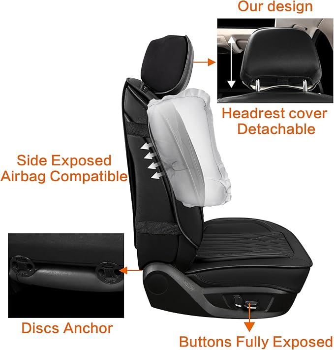 Pariitadin Leather Car Seat Covers Full Set, Waterproof Faux Leather Seat Covers - Image 4