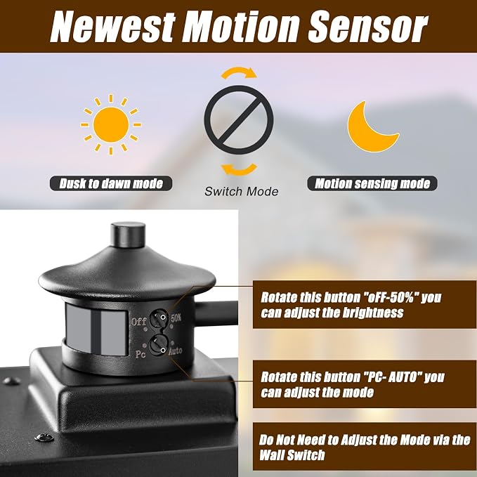 Motion Sensor Outdoor Lights Wall Mount, Dusk to Dawn Garage Exterior Light - Image 4