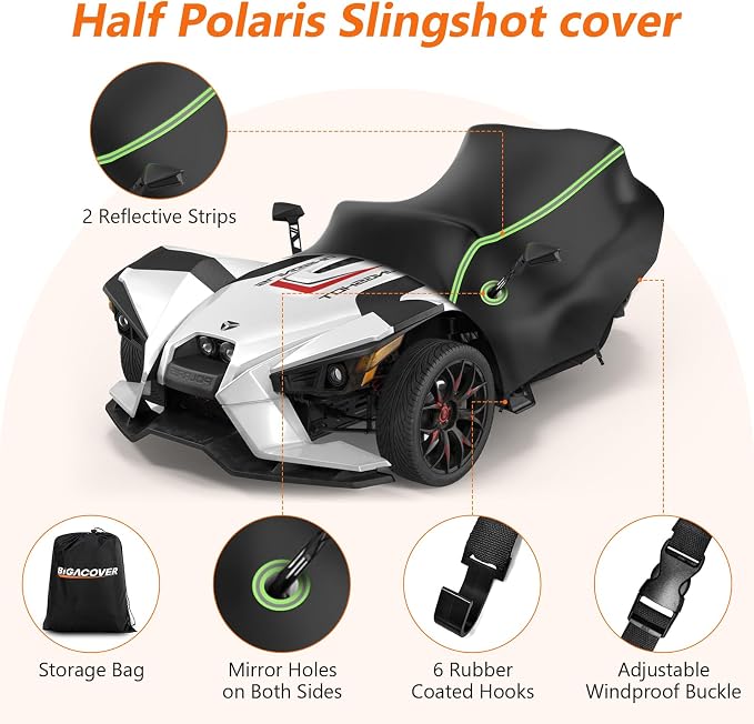 Half Cover for Polaris Slingshot, 420D Oxford Cloth Windshield Cover Waterproof - Image 3