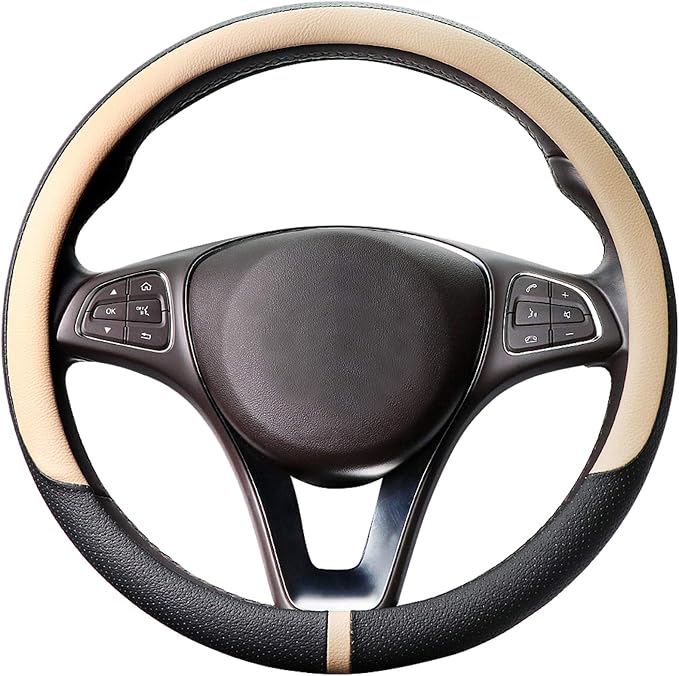 COFIT Breathable Car Steering Wheel Cover 15 inch Auto Universal Leather Wrap by COFIT