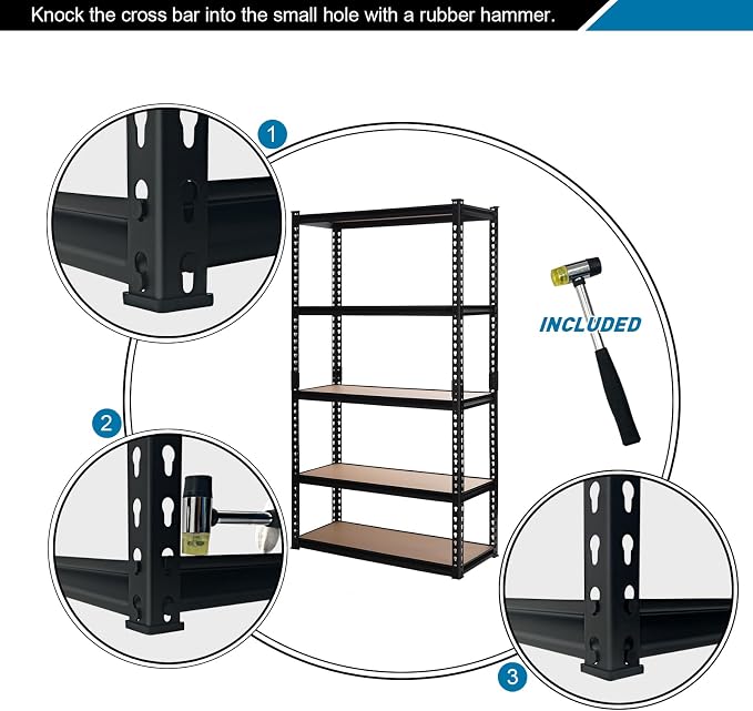 Garage Storage Shelves 35.43" W x 15.75" D x 72" H, 5 Tier Storage Rack - Image 4