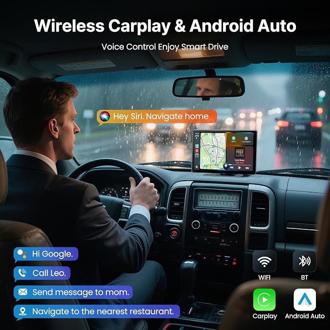 9''HD Wireless Carplay Screen For Car 4K Dash Cam&1080P Backup Camera - Image 2