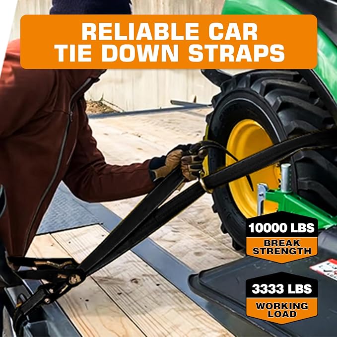 Kingfun Car Tie Down Straps for Trailers 4 Pack– Heavy Duty 2" x 120" Trailer - Image 5