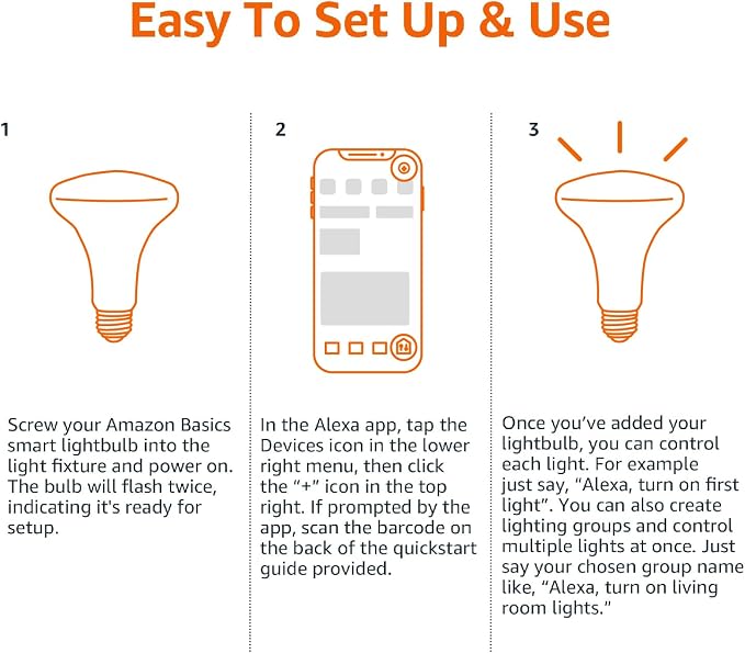Amazon Basics Smart BR30 LED Light Bulb, Dimmable Soft White, Works - Image 5