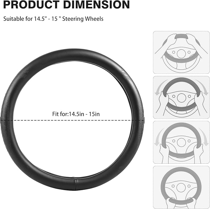 【2025 Model】 High-Grade Real Cowhide Steering Wheel Cover，Black Genuine Leather - Image 6