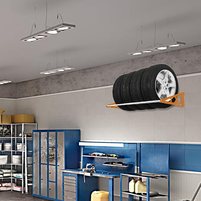 Tire Rack Wall Mount Adjustable 31"-56" Tire Storage Rack Wall Mount Wheel Rack - Image 7