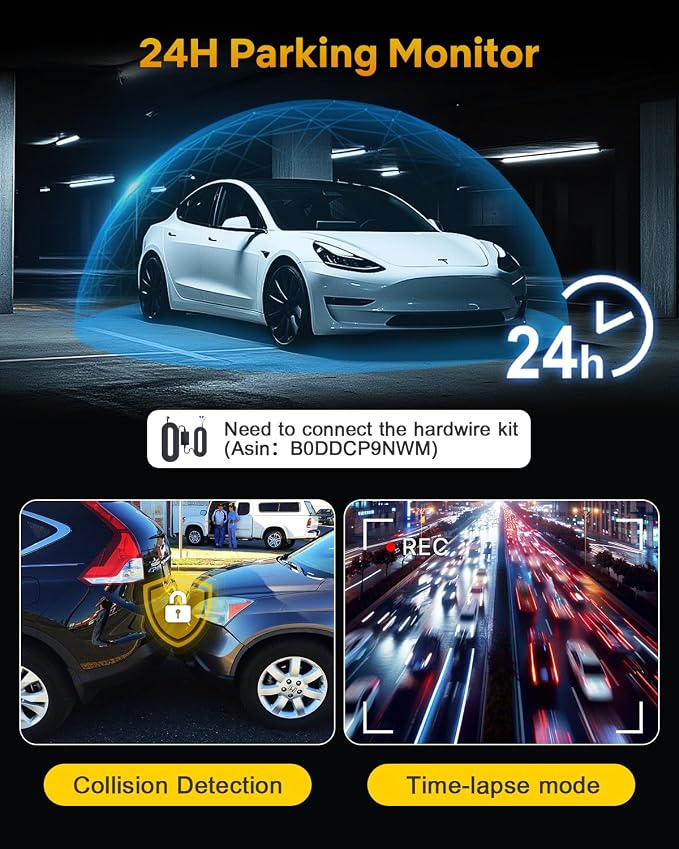 GKU Dash Cam Front and Rear, 4K 60fps＋2.5K Dashcam, STARVIS Sensor, 5G WiFi GPS - Image 7
