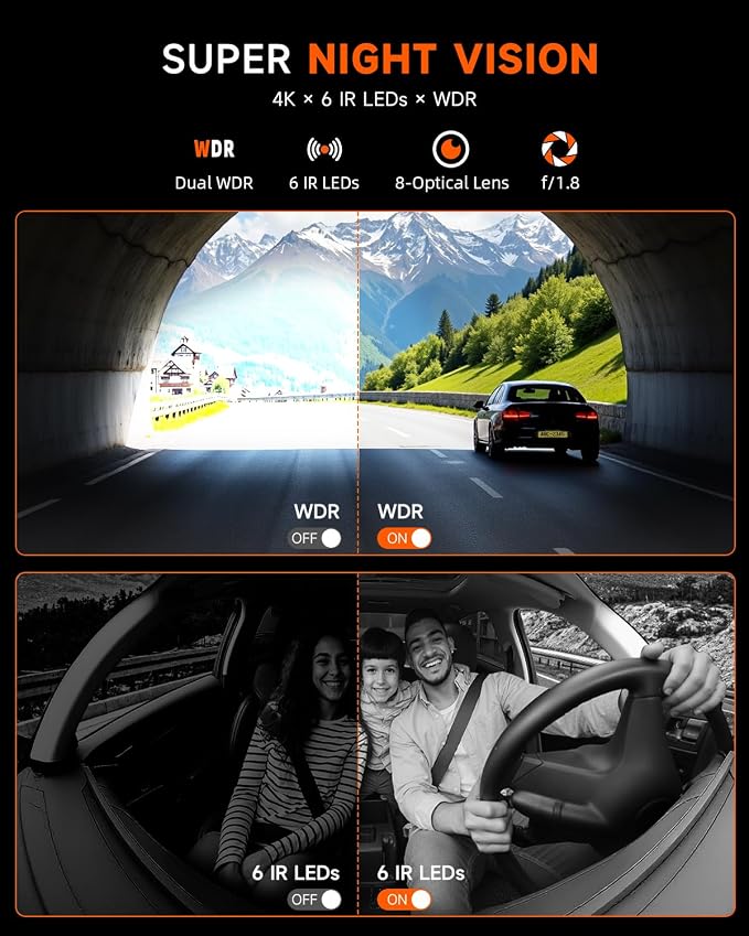 4K Dash Cam Front and Inside, 360 Camera - Image 4