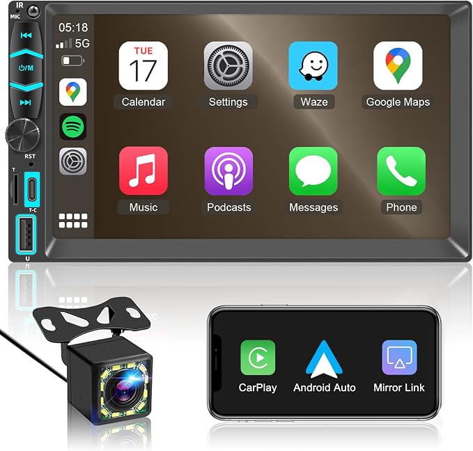 7" Wireless Double Din Car Stereo Apple Carplay Radio Screen by WirelessCarStereoforCar