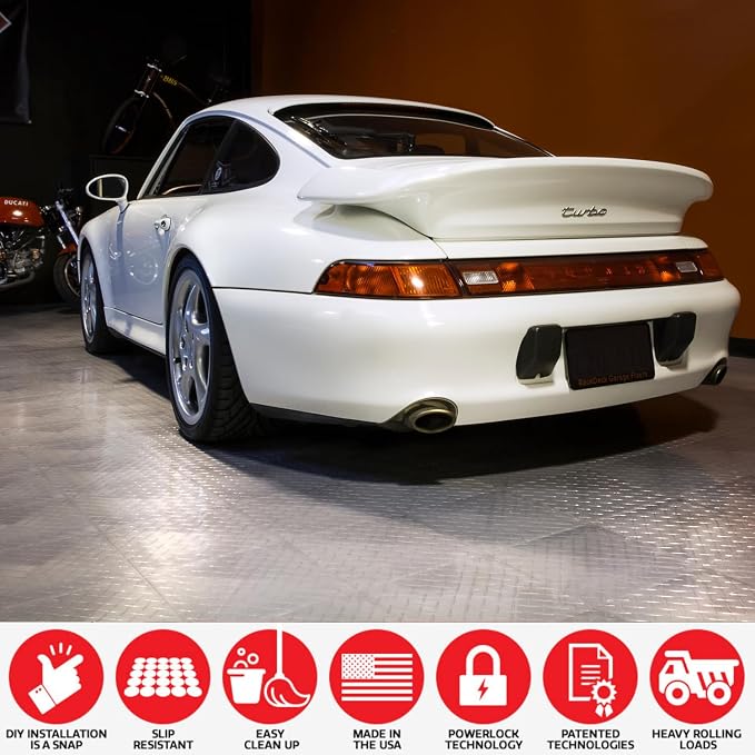 Big Floors RaceDeck Diamond Plate Design, Durable Interlocking Modular Garage - Image 7