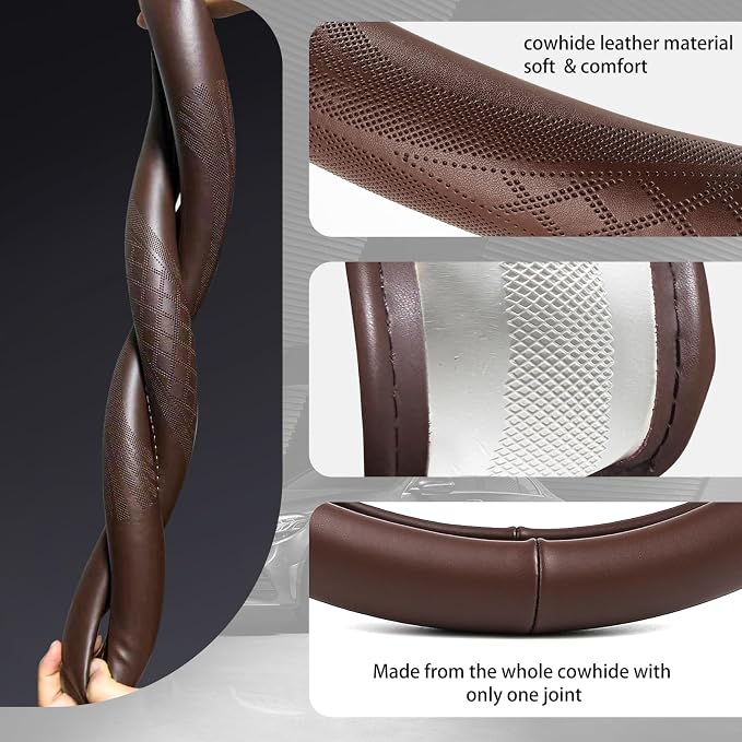 【2025 Model】 High-Grade Real Cowhide Steering Wheel Cover - Image 4