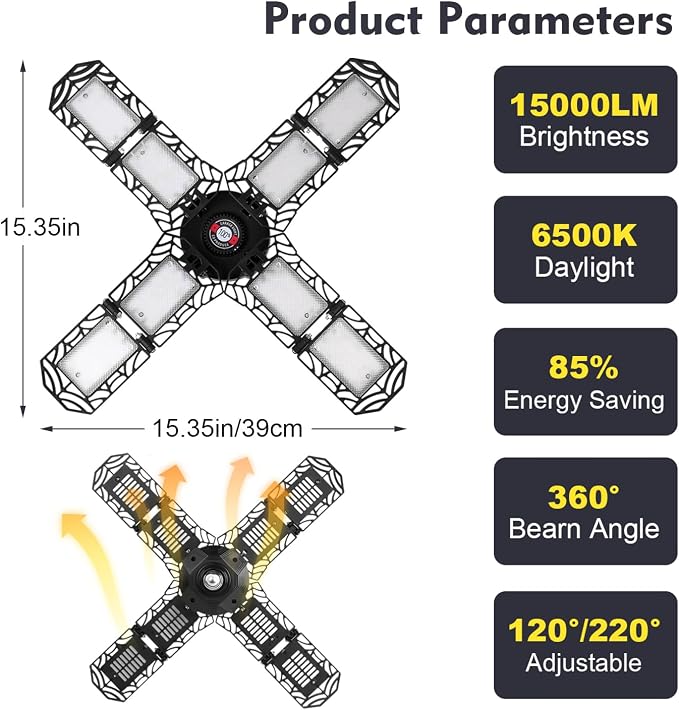 4 Pack LED Garage Light, Super Bright Screw in E26/E27 Ceiling Shop Work Lamp - Image 2