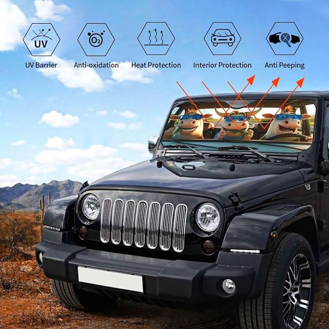 Funny Cow Car Sun Shade Windshield Sunshade Foldable Front Window Shield Cover - Image 5