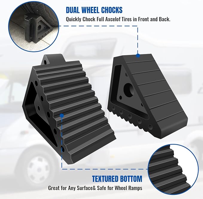 ROBLOCK 4 PCS Heavy Duty Rubber Wheel Chocks, Solid Durable Tire Chock - Image 2