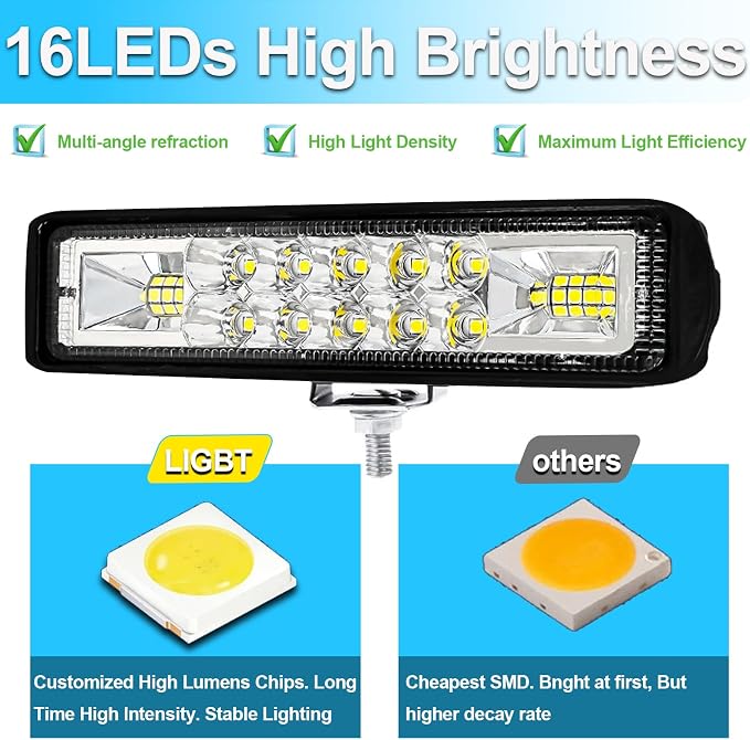 LIGBT 2PCS LED Light Bar 5.7 Inch Slim 60W Led Driving Lights Waterproof - Image 2
