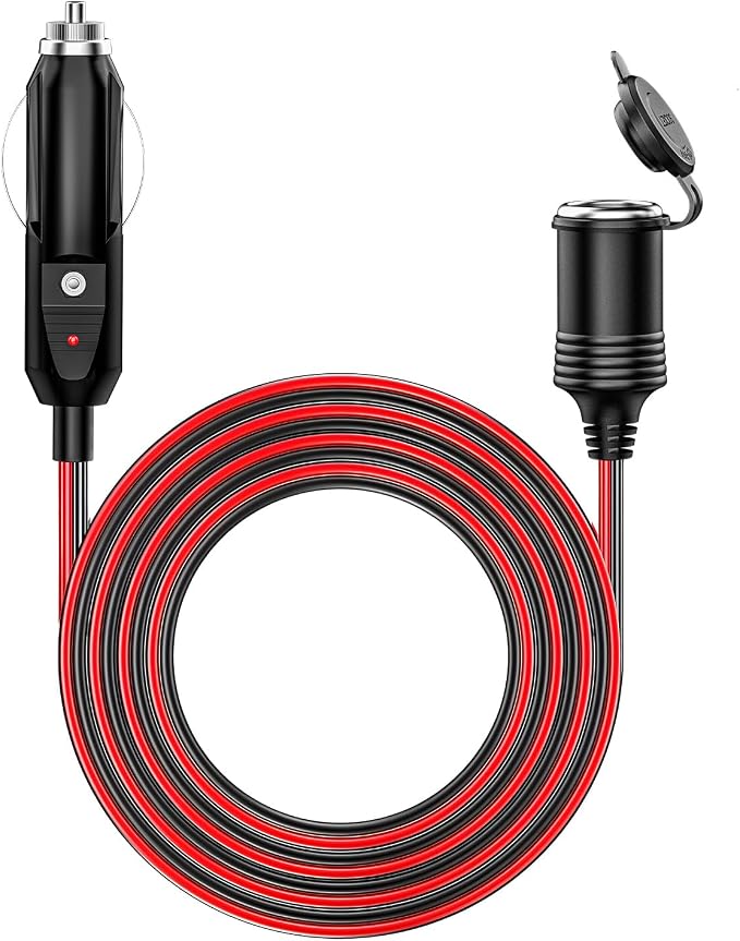 KEWIG 12/24V Car Cigarette Lighter Extension Cord - 26FT Cigarette Lighter Plug by KEWIG
