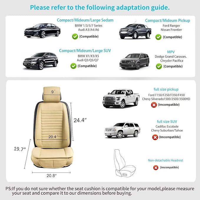 Universal Leather Car Seat Covers Full Set, Car Seat Cushion Covers Protector - Image 6