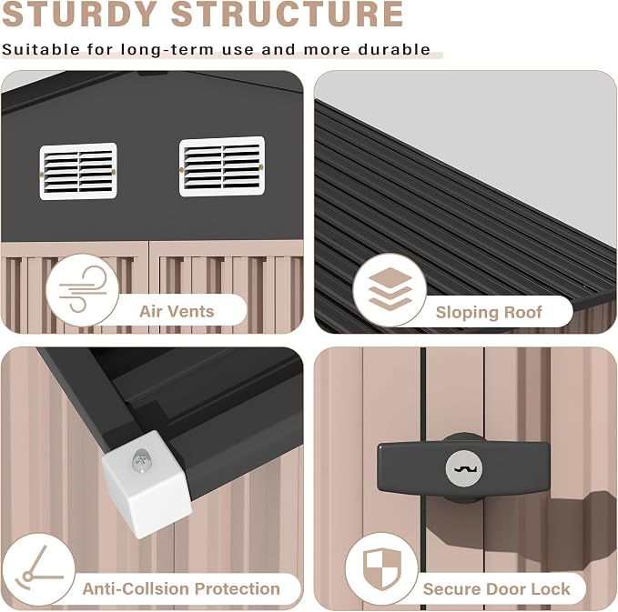 8x10 FT Metal Storage Sheds Outdoor, Metal ToolShed - Image 5