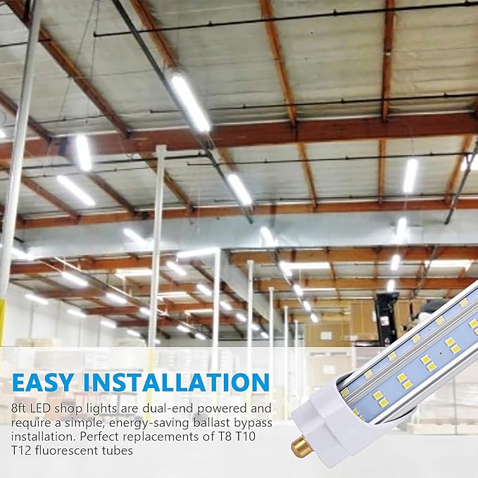 T8 T10 T12 8FT LED Light Bulbs, Single Pin Fa8 Base, 8 Foot LED Fluorescent - Image 5