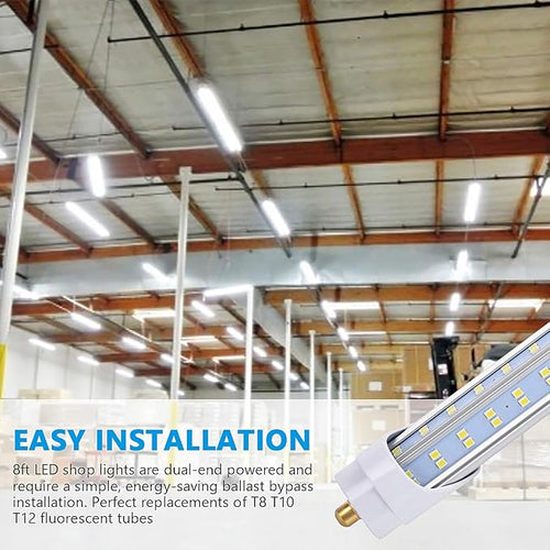 (Pack of 10 8 Foot LED Bulbs, 150W 18800lm 6000K, Super Bright, T8 T10 T12 LED - Image 2