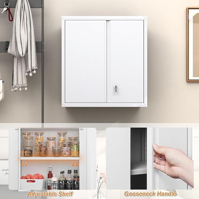 GREATMEET Metal Wall Cabinet, Wall Mounted Cabinet - Image 6