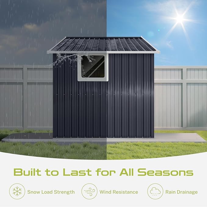 9.1' x 6.4' Outdoor Storage Shed, Sturdy Metal Building w/Windows & Lockable - Image 3