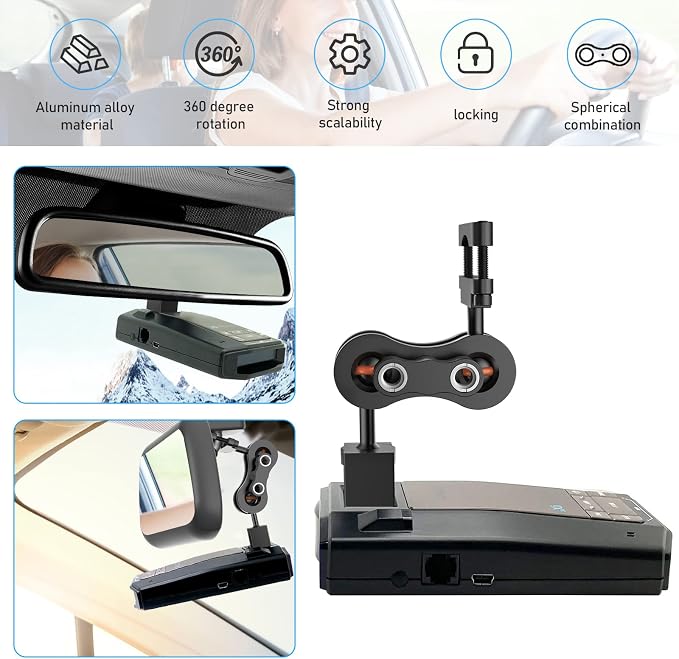 Radar Detector Mount, Aluminum Rearview Mirror Rod Radar Bracket, - Image 3